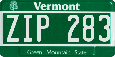 VT license plate ZIP283
