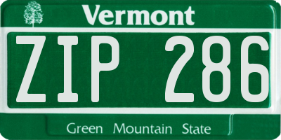 VT license plate ZIP286