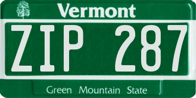 VT license plate ZIP287
