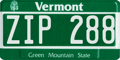VT license plate ZIP288