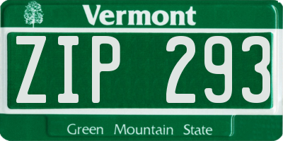 VT license plate ZIP293