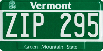 VT license plate ZIP295