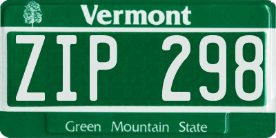 VT license plate ZIP298