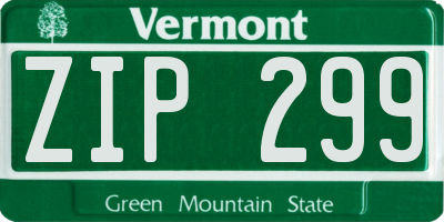VT license plate ZIP299