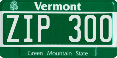 VT license plate ZIP300