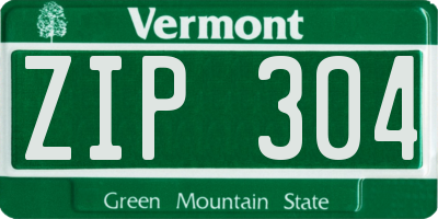 VT license plate ZIP304