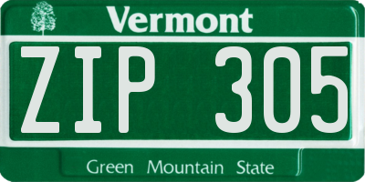 VT license plate ZIP305