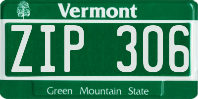 VT license plate ZIP306
