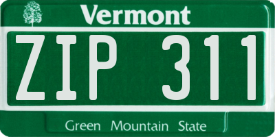 VT license plate ZIP311