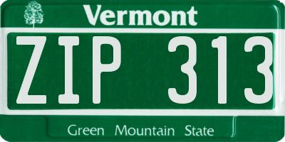 VT license plate ZIP313