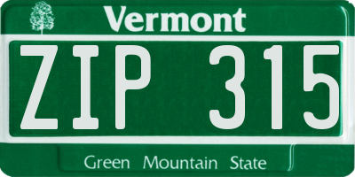 VT license plate ZIP315