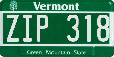 VT license plate ZIP318