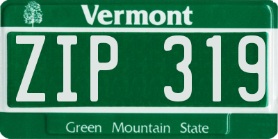 VT license plate ZIP319