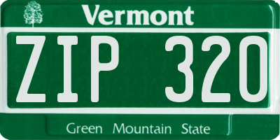 VT license plate ZIP320