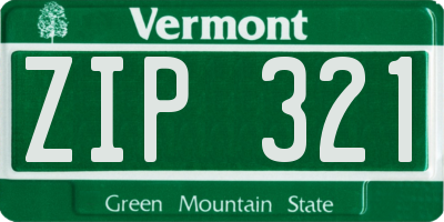 VT license plate ZIP321