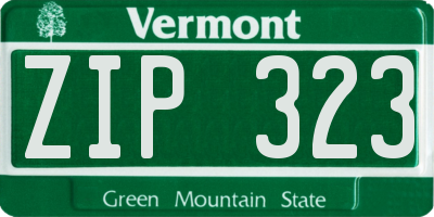 VT license plate ZIP323