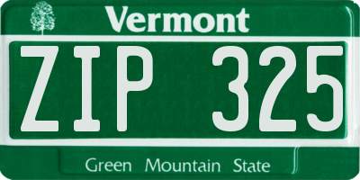 VT license plate ZIP325