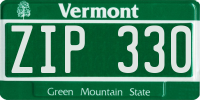 VT license plate ZIP330