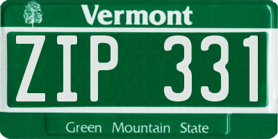VT license plate ZIP331