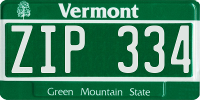 VT license plate ZIP334