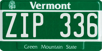 VT license plate ZIP336