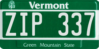 VT license plate ZIP337