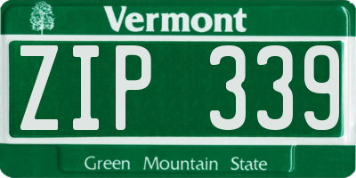 VT license plate ZIP339