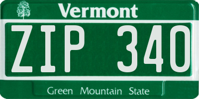 VT license plate ZIP340