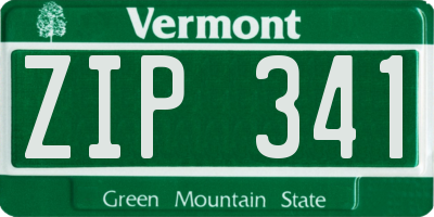VT license plate ZIP341