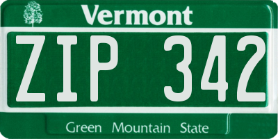 VT license plate ZIP342