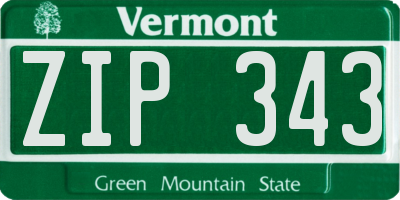 VT license plate ZIP343