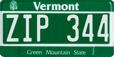 VT license plate ZIP344