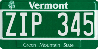 VT license plate ZIP345