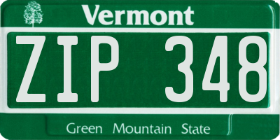 VT license plate ZIP348