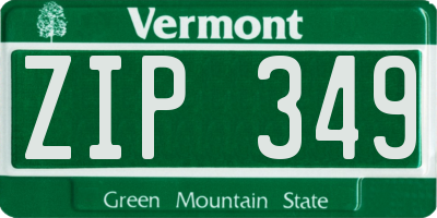 VT license plate ZIP349