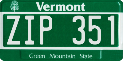 VT license plate ZIP351
