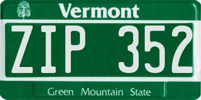 VT license plate ZIP352