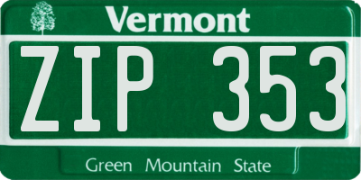 VT license plate ZIP353