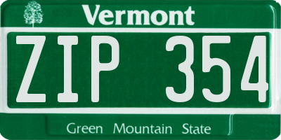 VT license plate ZIP354