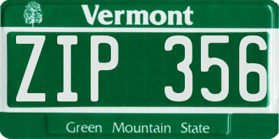 VT license plate ZIP356