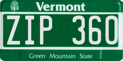VT license plate ZIP360