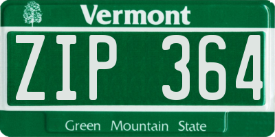VT license plate ZIP364