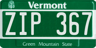VT license plate ZIP367