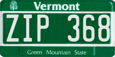 VT license plate ZIP368
