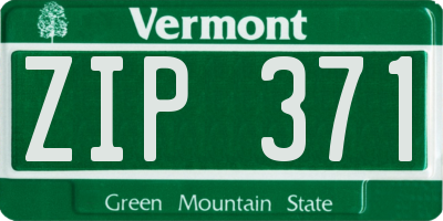 VT license plate ZIP371