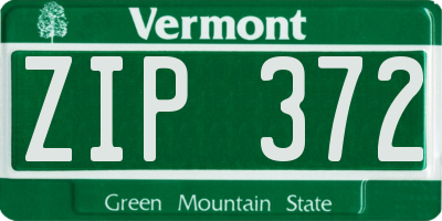 VT license plate ZIP372