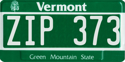 VT license plate ZIP373