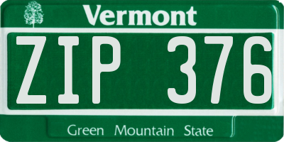 VT license plate ZIP376