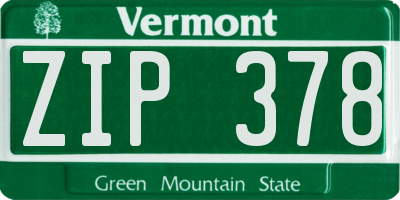 VT license plate ZIP378