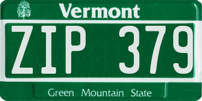 VT license plate ZIP379